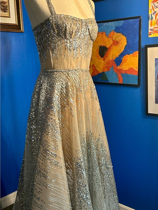 Bronx and Banco Dresses & Skirts - Bronx and Banco Silver Sequin A-Line Midi Prom Dress
